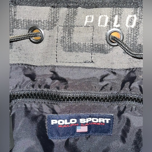 POLO SPORT Ralph Lauren Spellout All Over Print Drawstring Bucket Sling Bag VTG - Picture 3 of 9